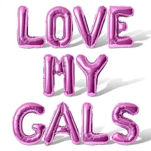 Letter Balloons – LOVE MY GALS 16″ Inch Alphabet Letters Foil Mylar Balloon Valentines Day Banner (Pink)