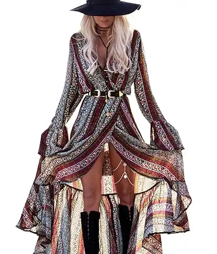 Womens Summer Long Sleeve Cardigan Sexy Maxi Dresses